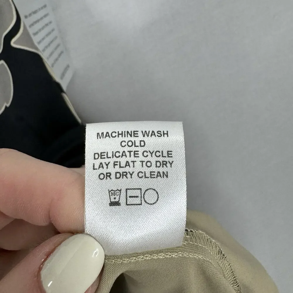 Komarov Womens Dress M Black Floral Jersey Knit Belted Cowl Neck Cocktail Career - Picture 11 of 11